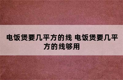 电饭煲要几平方的线 电饭煲要几平方的线够用